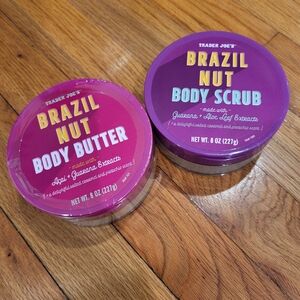 Trader Joes Brazil Nut Body Butter and Scrub Set - Purple and Pink